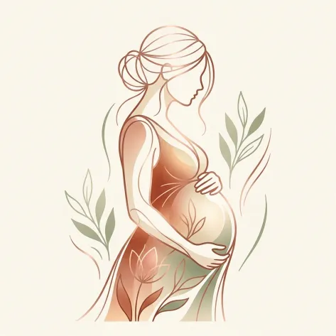 Artistic abstract pregnancy line-art illustration